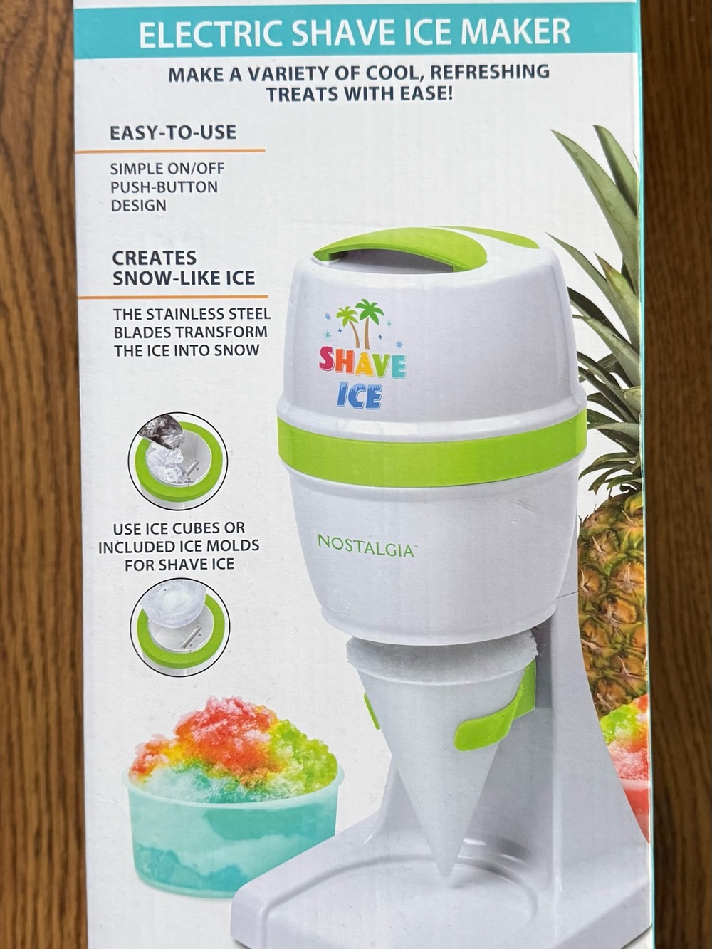 Nostalgia White and Lime Green Electric Shave Ice Machine